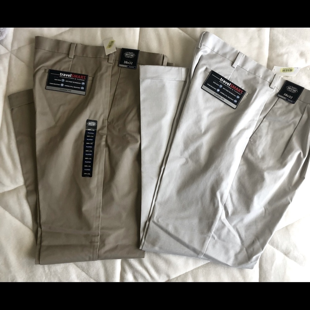 Roundtree and Yorke Mens khaki pants 38x32 NWT